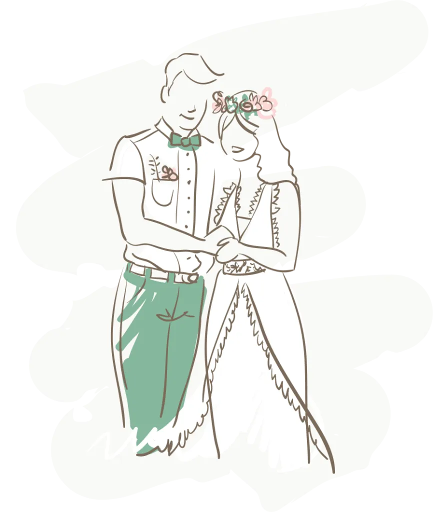Illustration of a bride and groom